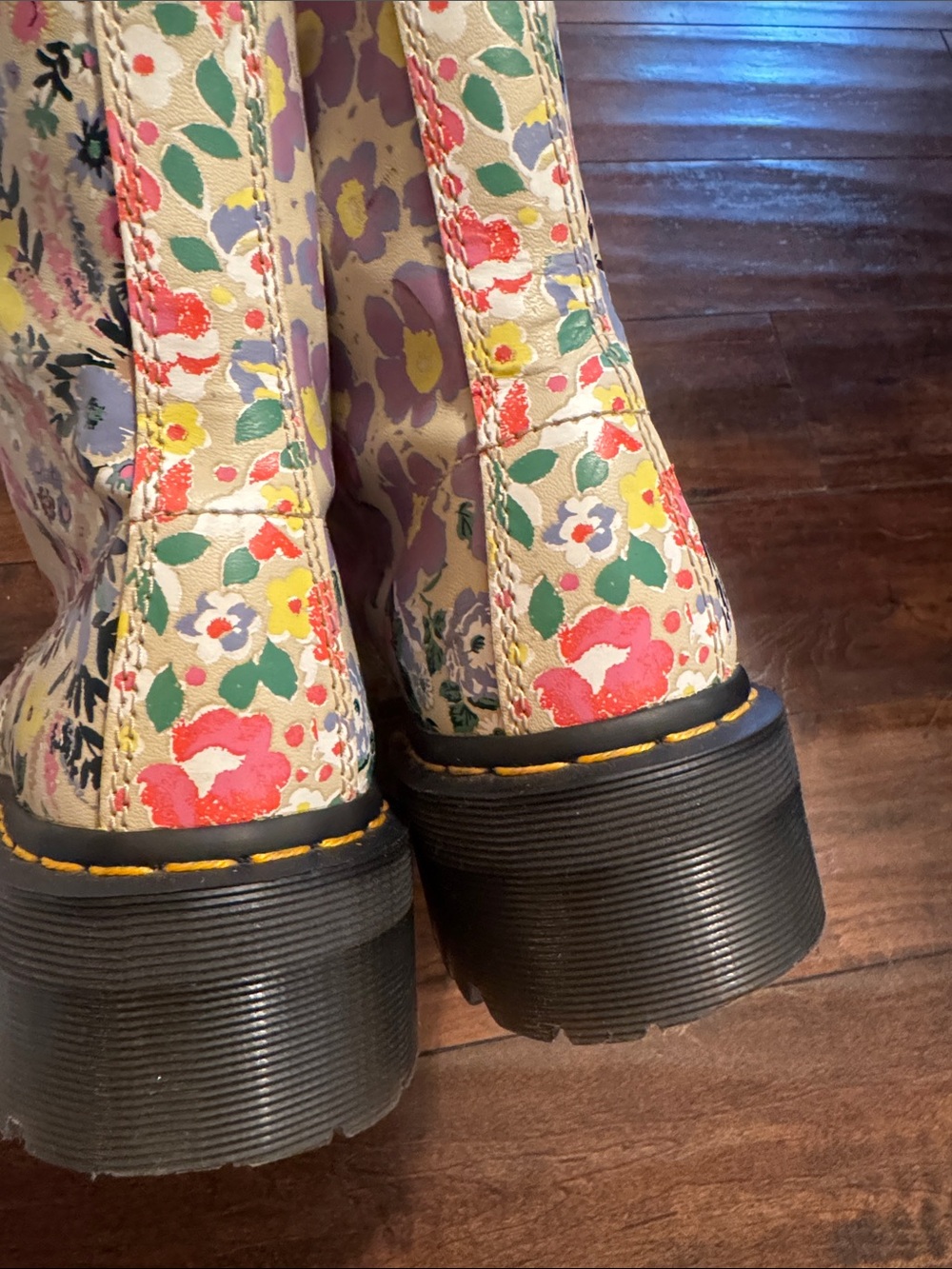 Dr. Martens Sinclair Floral Combat Boots with Pink Laces Anthropologie - Picture 8 of 16